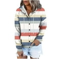 thumbnail image 1 of Usmixi 2023 Sweatshirt Coat for Women Womens Button Hooded Jacket Long Sleeve Loose Lightweight Fall Outerwear Fashion Striped Print Drawstring Hoodies Coat Winter Sweatshirt Coat, 1 of 5