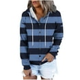 thumbnail image 1 of Usmixi 2023 Sweatshirt Coat for Women Womens Button Hooded Jacket Long Sleeve Loose Lightweight Fall Outerwear Fashion Striped Print Drawstring Hoodies Coat Winter Sweatshirt Coat, 1 of 5