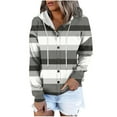 thumbnail image 1 of Usmixi 2023 Sweatshirt Coat for Women Womens Button Hooded Jacket Long Sleeve Loose Lightweight Fall Outerwear Fashion Striped Print Drawstring Hoodies Coat Winter Sweatshirt Coat, 1 of 5