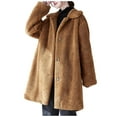thumbnail image 1 of Usmixi 2023 Trench Coat for Women Plush Coat for Women Open Button up Fluffy Fleece Overcoat Pocket Long Sleeve Lapel Casual Solid Fuzzy Furry Long Outerwear Winter Trench Coat, 1 of 7