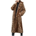 thumbnail image 1 of Usmixi 2023 Trench Coat for Women Winter Faux Fur Overcoat for Women Plus Size Cozy Fuzzy Fleece Vintage Leopard Long Coat Long Sleeve Lapel Fluffy Plush Outerwear with Pocket Weekly, 1 of 7