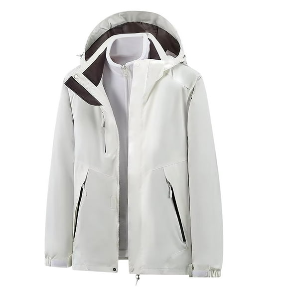 wycnly 2023 Winter Womens Trench Jacket Womens Plus Size Windbreaker Jacket Outdoor Climbing Hiking Lightweight Hooded Coat Casual Pocket Solid Zip up Long Sleeve Outerwear Up to 65% off