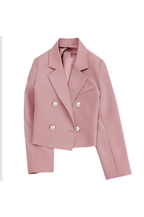 Usmixi 2023 Winter Womens Blazer Jackets Womens Suit Coats Business Laple Double-Breasted Office Blazer Jackets Casual Solid Lightweight Plus Size Long Sleeve Outerwear Tops Up to 65% off