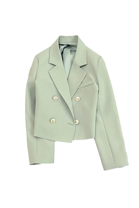 Usmixi 2023 Winter Womens Blazer Jackets Womens Suit Coats Business Laple Double-Breasted Office Blazer Jackets Casual Solid Lightweight Plus Size Long Sleeve Outerwear Tops Up to 65% off