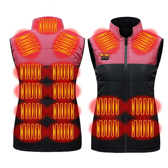 Usmixi 2023 Winter Womens Heated Coat Heated Vest for Men Women USB Electric 17 Heating Zones Heated Jacket Stand Neck Sleeveless Open Front Winter Warm Heated Vest with Pocket Up to 65% off