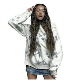 Women Y2k Zip Up Hoodie Spider Web Print Hooded Sweatshirt Long Sleeve Jacket Oversized Coat Streetwear Walmart