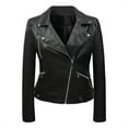 thumbnail image 1 of Usmixi 2023 Winter Womens Leather Jacket Women's Faux Leather Jacket Slim Lapel Open Front Zipper Trendy Motorcycle Moto Biker Coat Long Sleeve Black Short Outwear with Pocket Up to 65% off, 1 of 6