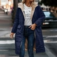 thumbnail image 1 of Usmixi 2023 Winter Womens Puffer Coat Long Coat for Women Winter Soft Double Sided Wear Fleece Hooded Overcoat Long Sleeve Casual Solid Pocket Cotton Quilted Jackets Outwear Up to 65% off, 1 of 6