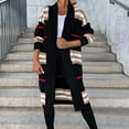 thumbnail image 1 of Usmixi 2023 Winter Womens Sweater Coat Sweater Cardigan for Women Fashion Striped Print Loose Long Coat Fall Open Front Long Sleeve Soft Knit Sweater Outerwear with Pocket Up to 65% off, 1 of 6