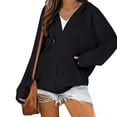 thumbnail image 1 of Usmixi 2023 Winter Womens Sweater Coat Sweatshirt Coat for Women Casual Solid Loose Drawstring Hooded Outwear Open Front Zip Fall Lightweight Soft Knit Sweater Jacket with Pocket Up to 65% off, 1 of 5