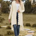 thumbnail image 1 of Usmixi 2023 Winter Womens Trench Coat Sweater Cardigan for Women Casual Solid Open Front Button Loose Knit Sweater Coat Fall Lightweight Loose Long Sleeve Pocket Long Outwear Up to 65% off, 1 of 5