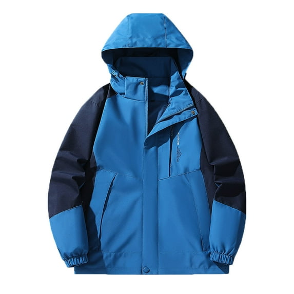 Usmixi 2023 Winter Womens Trench Jacket Rain Coat for Women Lightweight Outdoor Activity Windproof Rain Jacket Trendy Color Block Zip up Hooded Windbreaker Outwear with Pocket Up to 65% off
