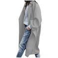 thumbnail image 1 of Usmixi 2023 Winter Womens Wool Coat Plus Size Trench Overcoat for Women Casual Solid Winter Lightweight Cozy Woolen Long Coat Long Sleeve Open Front Button Pocket Jacket Up to 65% off, 1 of 6