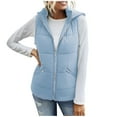 thumbnail image 1 of Usmixi 2025 Puffer Jacket for Women Winter Womens Hooded Vest Coat Winter Warm Thickened Sleeveless Cotton Down Jacket Open Zip up Casual Pocket Solid Sleeveless Quilted Outwear Weekly, 1 of 7