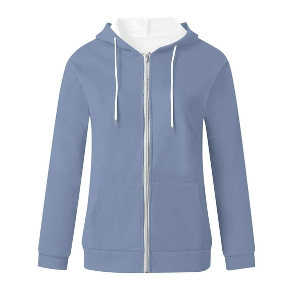 Usmixi 2025 Sweatshirt Coat for Women Hoodies Coat Top for Women Long Sleeve Open Front Zipper Drawstring Hooded Sweatshirt Casual Solid Loose Pocket Outwear Winter Sweatshirt Coat