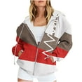 thumbnail image 1 of Usmixi 2025 Sweatshirt Coat for Women Winter Women Hooded Outwear Tops Trendy Color Patchwork Drawstring Hoodies Sweatshirt Coat Fall Long Sleeve Open Front Zip Loose Jacket with Pocket Weekly, 1 of 6
