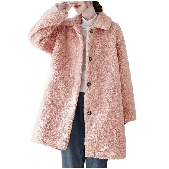 Usmixi 2025 Trench Coat for Women Plush Coat for Women Open Button up Fluffy Fleece Overcoat Pocket Long Sleeve Lapel Casual Solid Fuzzy Furry Long Outerwear Winter Trench Coat
