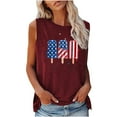 thumbnail image 1 of Usmixi 4th of July Tank Top for Women Comfy Loose Fit Patriotic Independence Day Shirts Vest Summer Popsicle Flag Print Round Neck Sleeveless Fashion Blouses Wine m, 1 of 4