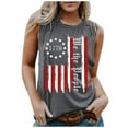 thumbnail image 1 of Usmixi 4th of July Tank Top for Women Independence Day Patriotic Shirts Lightweight Loose Fit Pullover Vest Summer Striped Letter Print Round Neck Sleeveless Fashion Blouses Gray s, 1 of 5