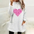 thumbnail image 1 of Usmixi Under $5 Fleece Sweatshirt for Women Winter Womens Thickened Plush Pullover Sweater Long Sleeve Crewneck Cozy Sherpa Sweatshirt Fashion Heart Print Graphics Pocket Coat Tops, 1 of 4