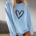 thumbnail image 1 of Usmixi Under $5 Sweatshirt for Women Winter Womens Crewneck Sweatshirt Valentine's Day Fashion Heart Print Sweater Long Sleeve Loose Cozy Knitted Ribbed Pullover Sweatshirt Tops, 1 of 4