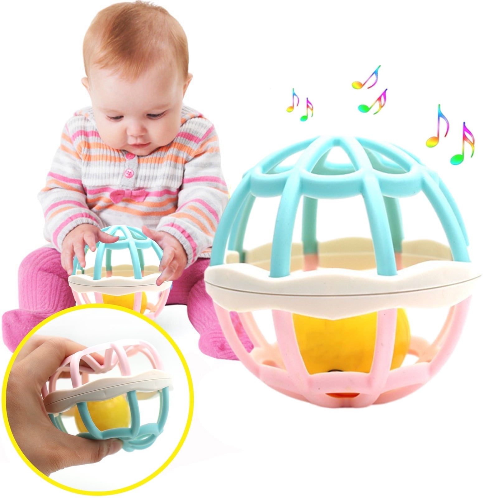 Usmixi Baby Toys Easy Grasp Rattles Shaker Easter Clearance Sale, Hand Catching Balls Rattle Sensory Easy-Grasp Toy for Infant Sensory Developmental Newborn Baby 6 to 12 Months