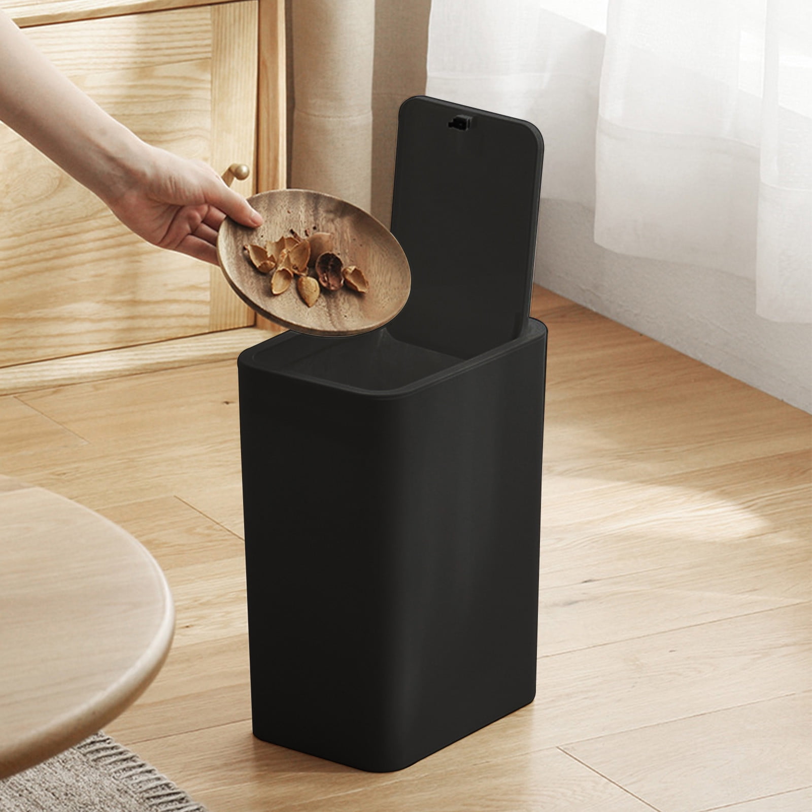 Cesun Bathroom Trash Can With Press-Top Lid - Small Garbage Bin 2.6 & 4.0 Gallon, Grey