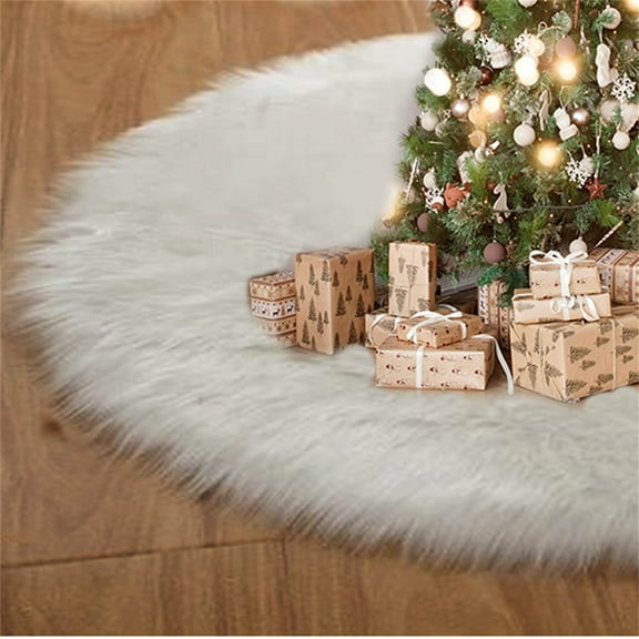 Usmixi Big!!! Christmas Tree Skirt 48 Inches Faux Fur Skirt for Christmas Tree White Plush Tree Skirt Tree Mat Base Cover for Christmas Tree Decoration Rugs Party Home Decor up to 50% Off
