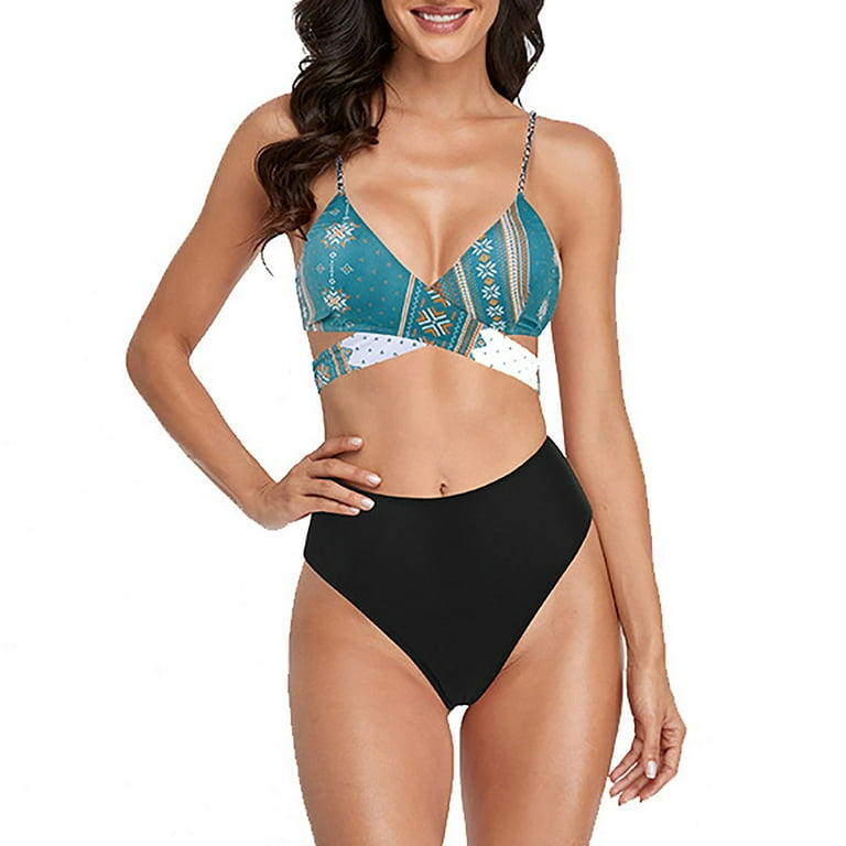 Usmixi Bikini Sets for Women High Waist 2 Pieces Swimsuits Strap
