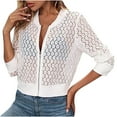 thumbnail image 1 of Cyber&Monday Deals Usmixi Winter Womens Bomber Jacket Coat for Women Going out Party Club Sexy Lace Hollow out Jacket Fall Lightweight Thin Long Sleeve Stand Neck Zip up Outerwear Up to 65% off, 1 of 3