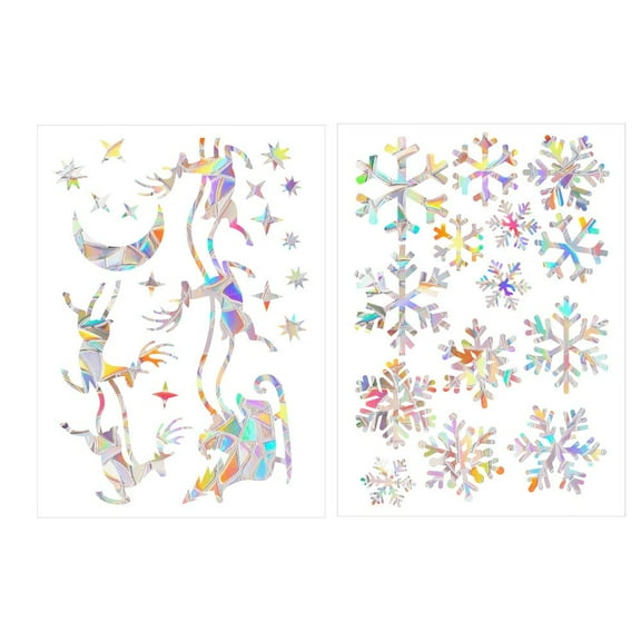 Usmixi Christmas Suncatcher Sticker Snowflake Rainbows Electrostatic Glass Suns Catcher Bird-proof Window