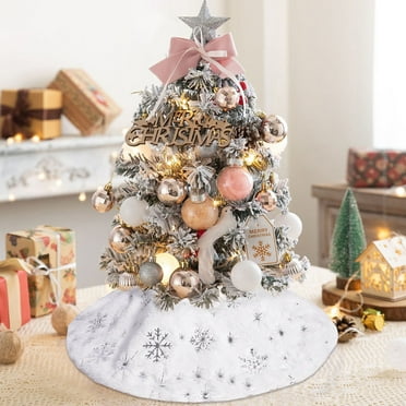 Usmixi Christmas Tree Skirt Carpet Snowflake White Mat for Home Xmas Tree New Year Decor Noel Apron Ornament