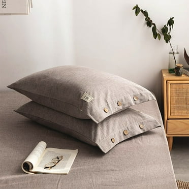 Usmixi Cotton Linen Style Pillow Cases Cotton Pillow Protectors Long Staple Cotton Woven Pillow Cases