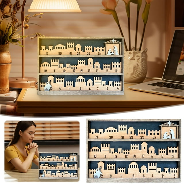 Usmixi Cyber_Monday Deals 2024 Nativity Advent Calenda Date Of Wooden