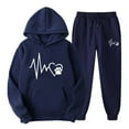 thumbnail image 1 of Usmixi Deals Womens Hoodies Sets Womens Sweatsuits Set Hooded Sweatshirt and Drawstring Jogger Pant 2 Piece Outfits Fashion ECG Print Plus Size Lounge Matching Set with Pocket Fall Saving, 1 of 2