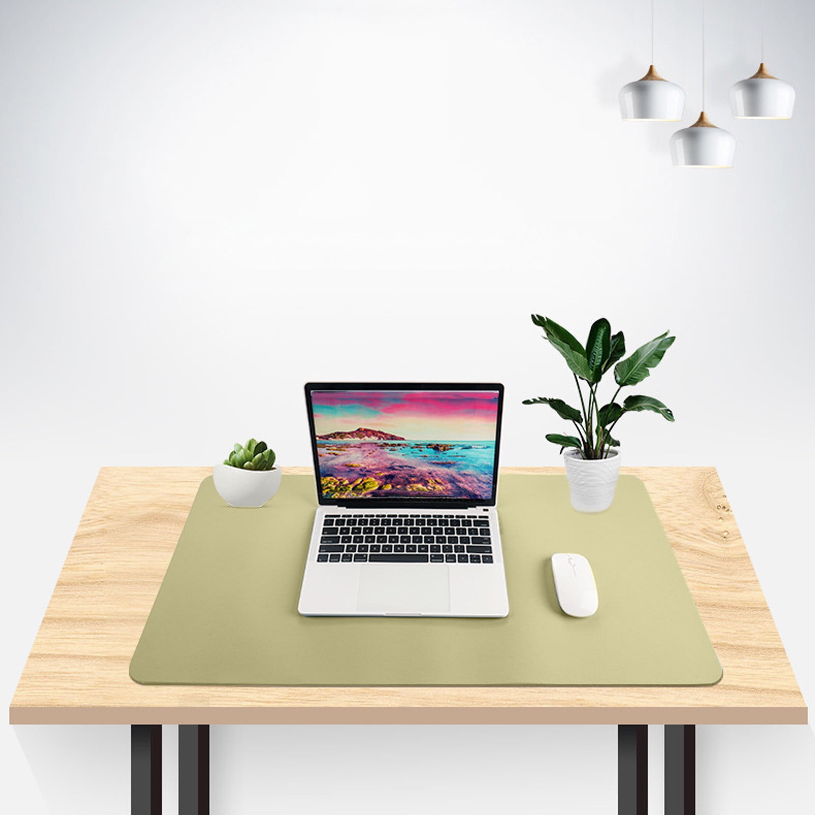 HofferRuffer Faux Leather Desk Pad - 36x17 Inch Waterproof Desk Protector Mat, Dual-Sided Gold