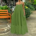 thumbnail image 1 of up to 60% off Gifts Usmixi Womens Dresses Plus Size Flowy Big Swing Boho Spaghetti Strap Long Dresses for Beach Fashion Solid V-Neck Sleeveless Maxi Summer Dress Green XXXXL, 1 of 7
