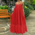 thumbnail image 1 of up to 60% off Gifts Usmixi Dresses for Women Plus Size Flowy Big Swing Boho Spaghetti Strap Long Dresses for Beach Sleeveless V-Neck Solid Summer Maxi Formal Dress Red XXXXL, 1 of 7