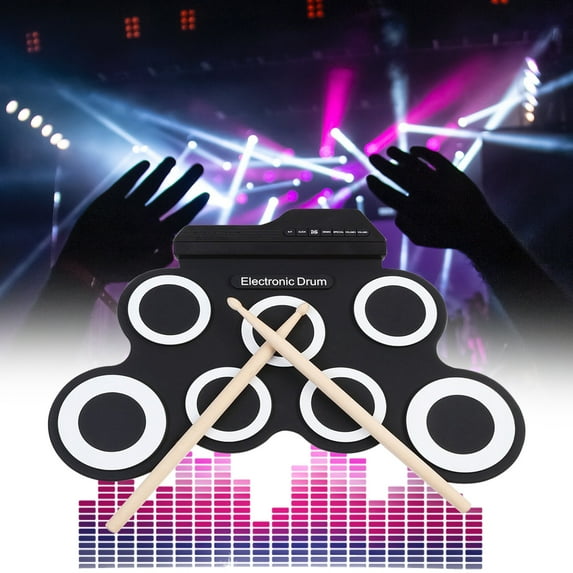 Usmixi Easter Basket Stuffers for Teens Electronic Drum Set, Folding Hand Roll Electronic Drum Roll Up Drum Practice Pad Kit, Drum Pedals Drum Sticks , Great Holiday Birthday Kids up to 30% off
