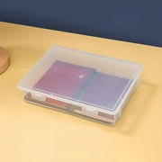 Usmixi File Organizer File Storage Box with Lid Dust-proof Document Storage Container Transparent Plastic Box for Data Certificate Stationery Jewelry Portable A4 School Home Office Supplies