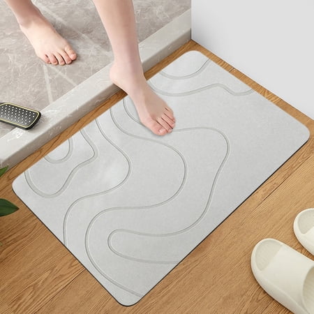 Usmixi Bath Mat Diatomaceous Earth Shower Mat Super Absorbent Drying Fast Non-Slip Elegant Natural Home Decor for Kitchen Counter Bathroom Floor&Tub Easy to Clean(16"*24")