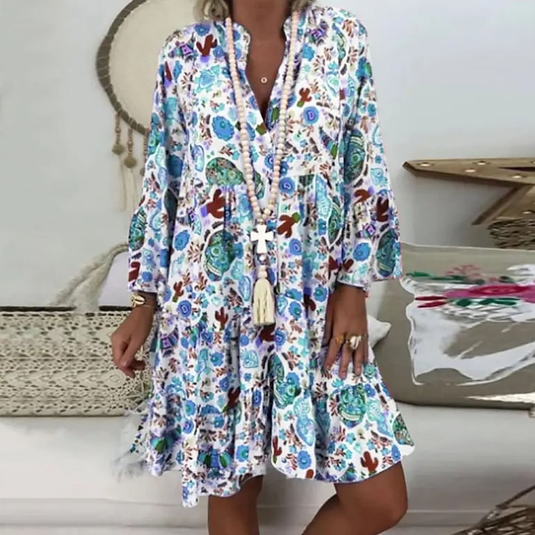 stores to buy dresses for formal Applique Sheer Knee-Length Cocktail Gowns V-neck 3/4 Sleeves Mermaid Mother of the Bride Dress Blue / US10 main image 0