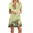 thumbnail image 1 of Usmixi Formal Dresses for Women Vintage Graphics Plus Size Swing Tunic Tshirt Dresses Short Sleeve Crewneck Floral 2023 Summer Mini Dress Green XXL, 1 of 4