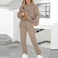 thumbnail image 1 of Usmixi Holiday 2 Piece Outfits for Women Crewneck Sweatshirt Sets for Women Drawstring Elastic Waist Jogger Pant Sweatsuit Sets with Pocket Sports Casual Solid Tracksuit Sets up to 60% off, 1 of 6