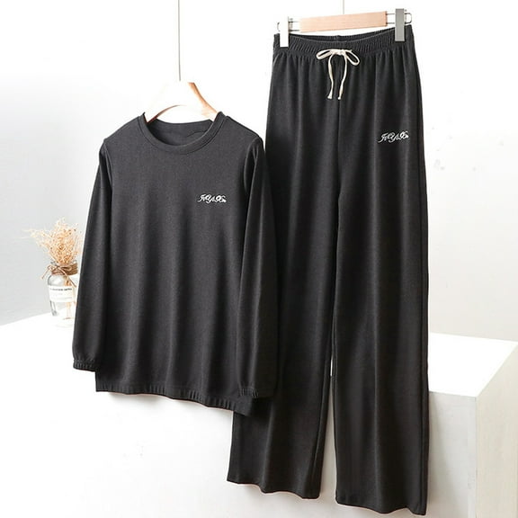 Usmixi Holiday Loungewear Set for Women Homewear 2 Piece Outfit for Women Winter Cozy Fleece Long Sleeve Pullover Top and Elastic Waist Pant Lounge Set Casual Pajamas Sets up to 60% off