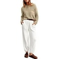 thumbnail image 1 of Womens Sweater Sets Usmixi Womens Knitted 2 Pieces Outfit Sets Casual Solid Pullover Sweater Top and Jogger Pant Lounge Set with Pocket Ladies Tracksuit Sets Under $5, 1 of 5