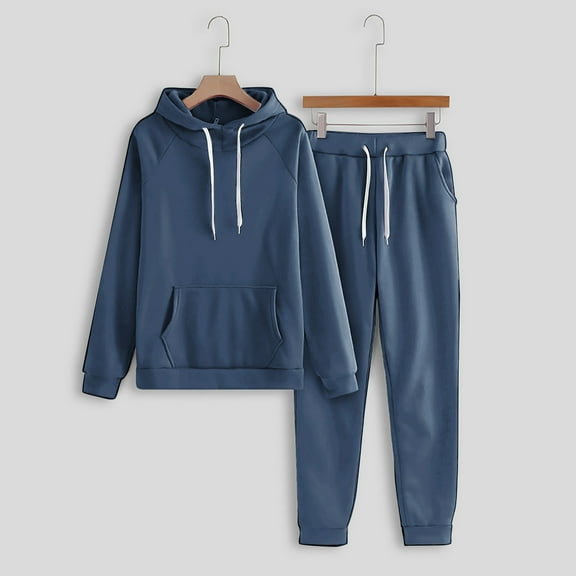 Usmixi Holiday Sweatsuits Set for Women Hoodies 2 Piece Outfit for Women Drawstring Hooded Sweatshirt and Jogger Sweatpant Tracksuit Sets with Pocket Casual Solid Lounge Set