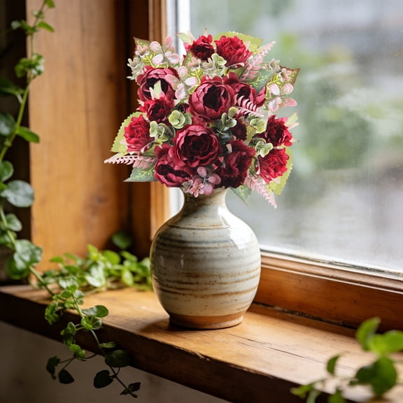 Usmixi Imitation Flower Bunch Artificial Bouquet Large 30cm Head Faux Decorative Bloom for Vase Centerpieces Wedding Reception Party Home Office Shop Garden Floral Arrangement