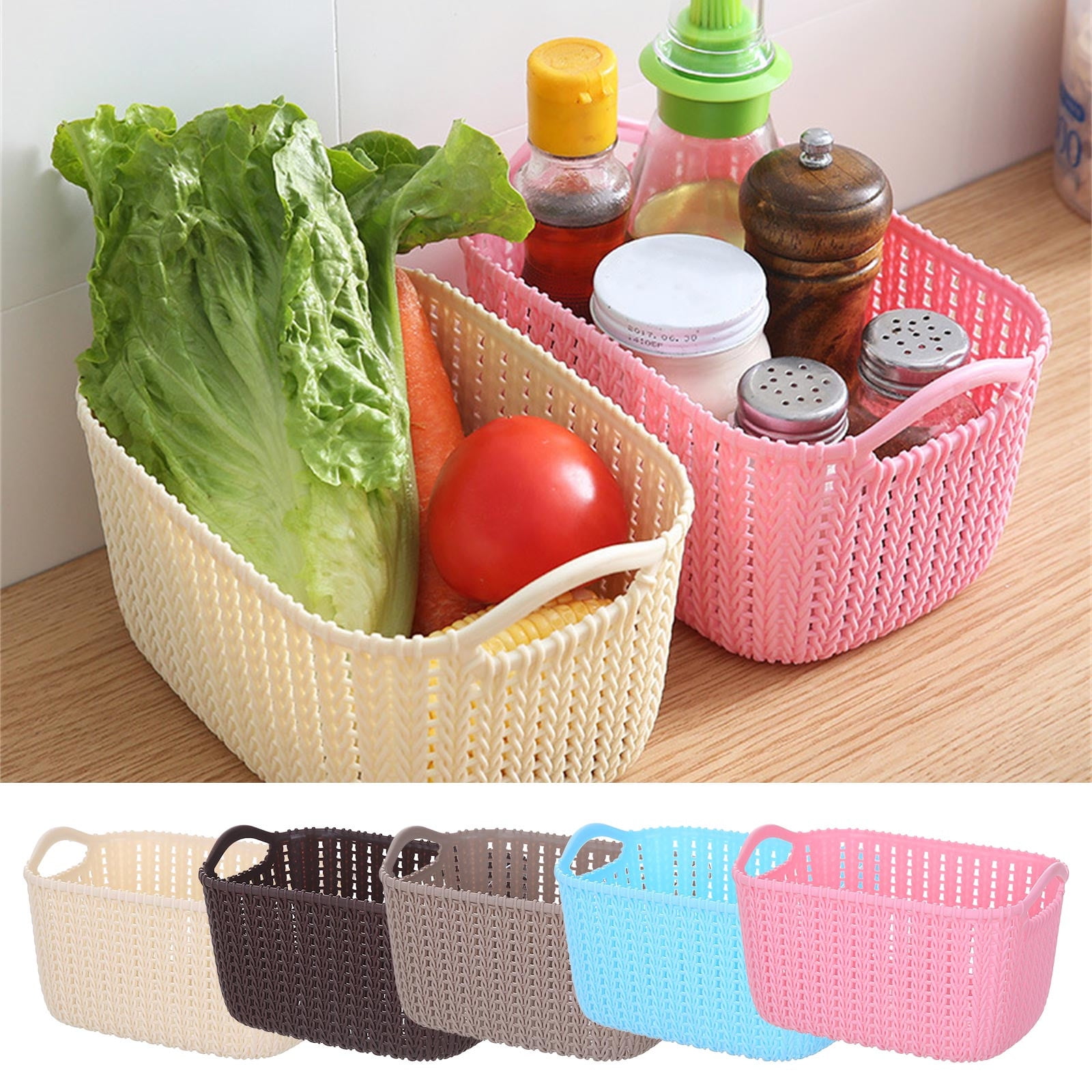 Usmixi Imitation Rattan Storage Basket Uncovered Tabletop for Storing