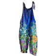 thumbnail image 1 of Usmixi Jumpsuits for Women Beach Bohe Fashion Loose Comfy Cotton Linen Strap Baggy Wide Leg Pocket Jumpsuits Overalls Summer Formal Tie-Dye Print Crewneck Sleeveless Long Rompers Dark Blue xl, 1 of 4